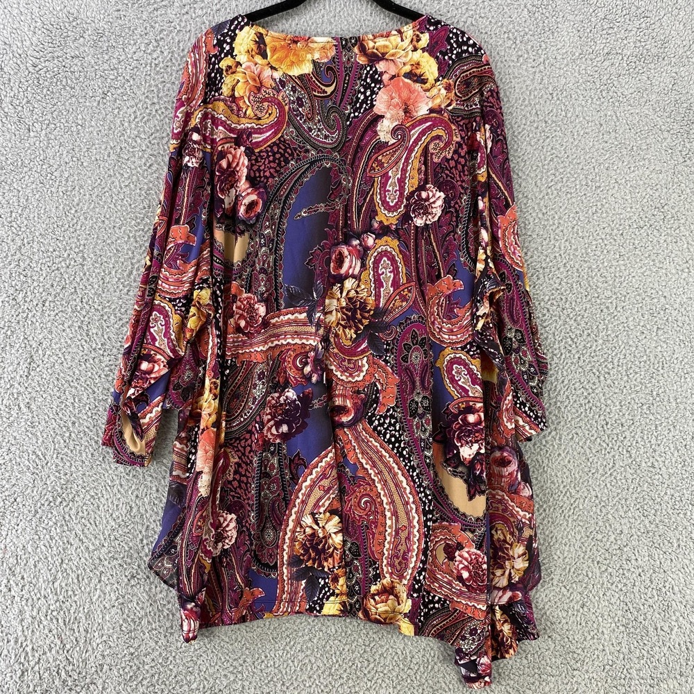 Susan Graver Shirt Womens 3X Purple Paisley Floral Tunic Top Boho Stretch - Picture 7 of 12